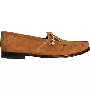 DOLCE & GABBANA Shoes Brown Velvet Leather Logo Mocassin Slip On EU43.5 / US10.5 - Picture 1 of 10