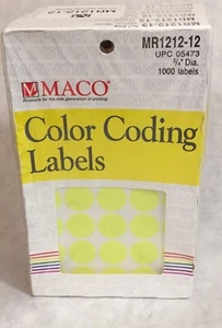 Maco Color Coding Labels MR1212-12 3/4”Dia. 1000 Labels;Desktop Laser Printers - Picture 1 of 12