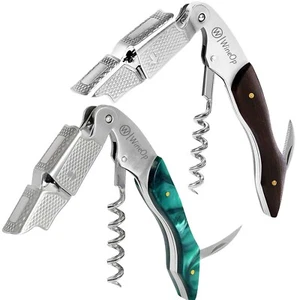 2 PAQUETES Abridor de Botellas de Vino Doble Bisagra Sacacorchos Llave Inoxidable (Negro y Verde) - Imagen 1 de 16