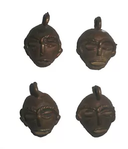 4 AFRICA ANTIK GOLDWEIGHT PENDANT HUMAN FACE MASK - Picture 1 of 1