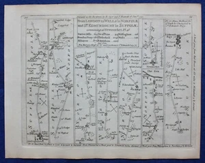 Mapa de ruta antiguo SWAFFHAM, BURY ST EDMUNDS, SUFFOLK, NORFOLK Pl 56 Jefferys 1775 - Imagen 1 de 3