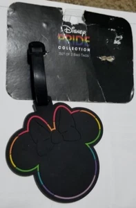 NEW Disney Pride Bag Luggage Suitcase Tag Mickey Mouse Rainbow Black - Picture 1 of 2