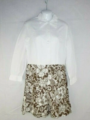 Винтажный 60-х 70-х Russ пунктирной Swiss точек шорты комбинезон Детский комбинезон коричневый белый цветочный - Изображение 1 из 4