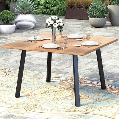 Mesa de exterior patio mesa de comedor mesa cuadrada Woolike con orificio para paraguas de 1,97"" Foto 1 de 4