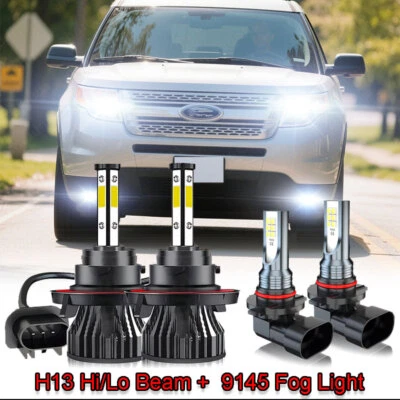 For Ford Expedition 2007-2014 -4x 6000K LED Headlight High-Low + Fog Light Bulbs - Изображение 1 из 4