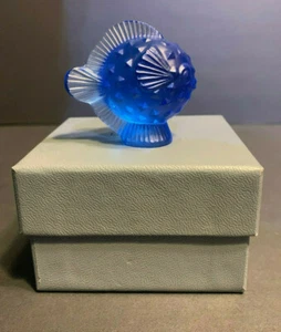 Lalique Saphire Blue Pufferfish With Lalique Box 1 Of My 400+ Lalique Listings - Picture 1 of 7