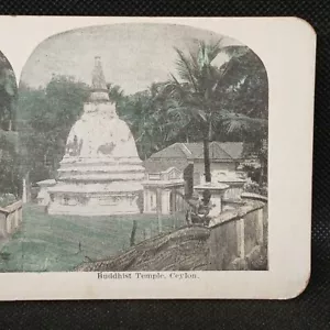Vintage Stereoview Buddhistischer Tempel Ceylon getönt - Bild 1 von 3