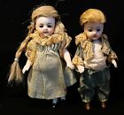 Antique PAIR of 5" MIGNONETTE Dolls ALL BISQUE German for French Market
