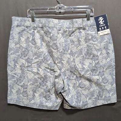 Izod Chambray Print Linen Short Classic Fit Flat Front Men's 38 8" Inseam Blue - Image 1 of 2