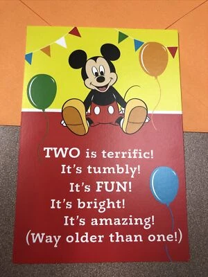 Happy Birthday 2 Two Years Old Mickey  Mouse Hallmark Greeting Card Disney - Image 1 of 4