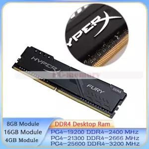 Hyperx Fury 4GB 8GB 16GB DDR4 2400/2666/3200 mhz dimm memory 288pin for desktop - Picture 1 of 10