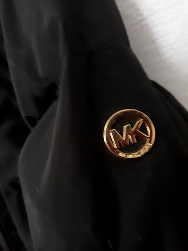 MICHAEL KORS LOGO Nero Giallo Metallo DONNA Taglia Large L Cappotto con Quattro Tasche