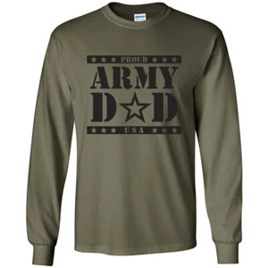 "Proud Army Dad" Long Sleeve T-Shirt in Military Green - Adult Small to 3X - Picture 1 of 1