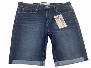 Signature Levi Strauss Modern Bermuda 9" Cuffed Shorts, Dark Wash - CHOOSE SIZE - Picture 1 of 4