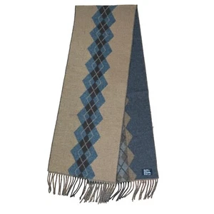 Fraas Adult Scarf Germany-Made Acrylic Soft Fringe 64x11.5" Reversible Tan-Gray - Picture 1 of 7