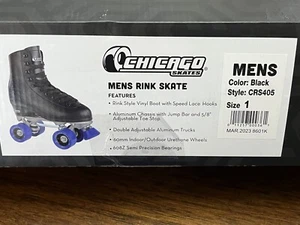 CHICAGO SKATES Men's Classic Roller Skates - CRS405 - Black, Rink - Size: 1 - Picture 1 of 15