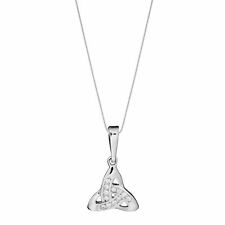 Sterling Silver Necklace 925 Cubic Zirconia Celtic Trinity Pendant - Silverly
