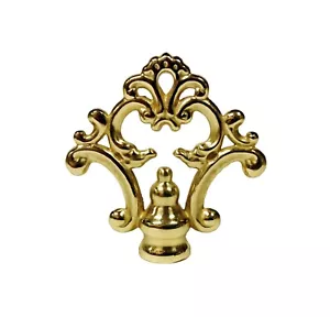 Lamp Finial-FANCY LOOP-Solid Cast Brass w/Dual Threads, Lacquered Finish - Picture 1 of 7