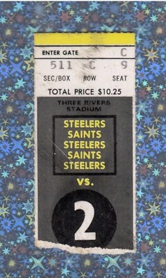 Boleto de los Pittsburgh Steelers vs New Orleans Saints 1975 16/08/75 pretemporada #2 Foto 1 de 2