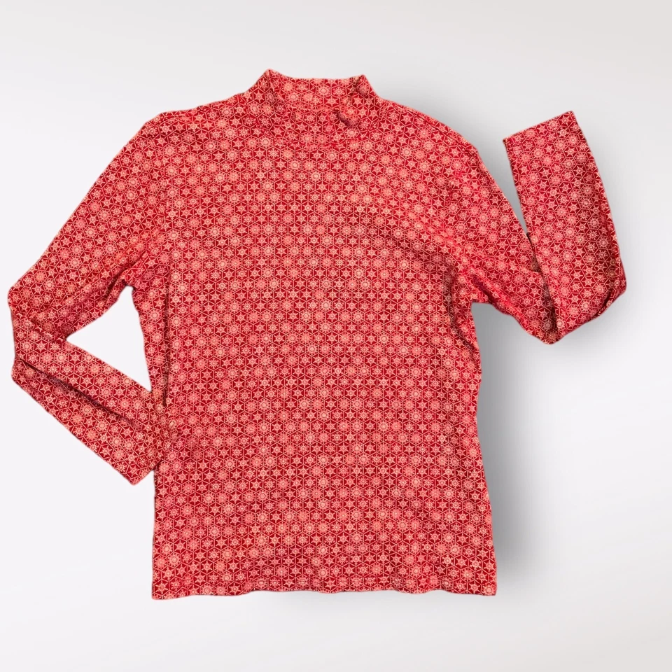 Women’s NORTH CREST CLASSIC Red Snowflake Christmas Holiday Half Turtleneck Sz M - Image 1 of 4