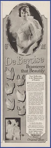 Vintage 1920 De BEVOISE Brassieres Bra Lingerie Women's Fashion 1920's Print Ad - Picture 1 of 1