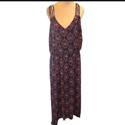 Maxi Vestido de Sol Maurices Floral Sin Mangas Azul Marino Rojo Naranja Amarillo Talla Grande Foto 1 de 4