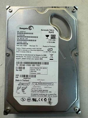 SEAGATE ST3160812AS 9BD132-033 160GB Firmware 3.ADH Code 06362 SATA 3.5" HDD - Image 1 of 4