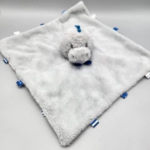 Kellytoy Gray Dinosaur Baby Lovey Security Blanket Blue Tags Rattle Plush Dino - Picture 1 of 7
