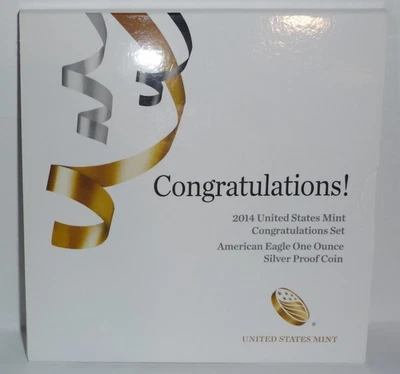 2014 W PROOF SILVER EAGLE CONGRATULATION SET - LOWER  MINTAGE W/COA - Image 1 of 4
