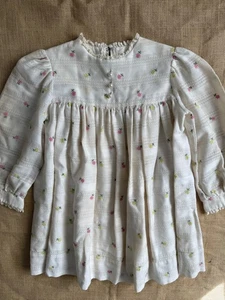 Vintage European Germany Flower Embroidered Lace Eyelet Dress * 3T/4T - Picture 1 of 12