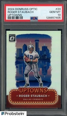 2024 Donruss Optic Uptowns #24 Roger Staubach Dallas Cowboys Salón de la fama SSP PSA 10 Foto 1 de 2