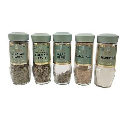 Vintage McCormick Spice Jars Tarragon Rosemary Salad Herbs Arrowroot Season All - Image 1 of 4