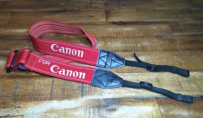 Vintage  Canon Branded Canvas Camera Neck strap 36" Red White - Image 1 of 4
