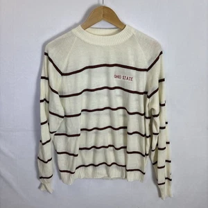 Vintage Woman’s Ohio State Striped Sweater Large White - Picture 1 of 2