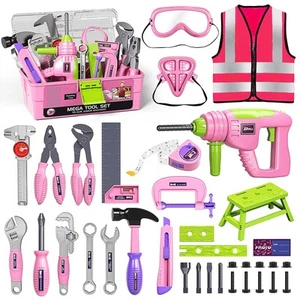 Tool Set with Tool Box & Electronic Toy Drill Pretend Play Kids Construction - Picture 1 of 6