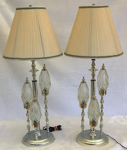 Vintage Tischlampen Paar 2er Set mit Schirmen Bakelit 31" x 13" - Bild 1 von 8
