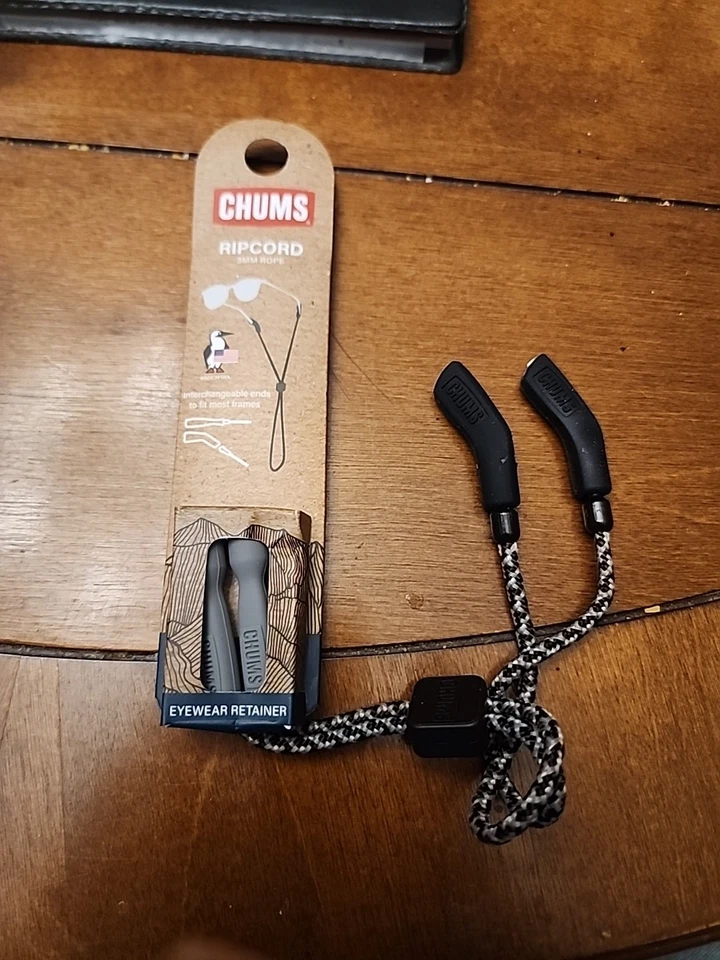 Chums 3mm Ripcord Rope Sunglasses Retainer & Glasses Strap Black/gray New - Image 1 of 1
