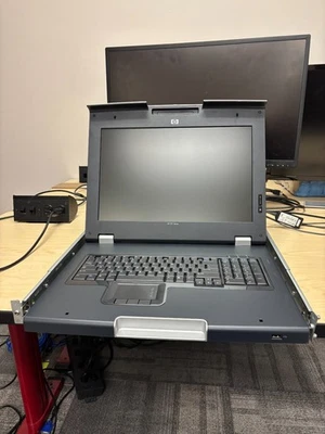 HP TFT7600 17" Rackmount LCD Monitor Keyboard Mouse w/ Rails - Image 1 of 3