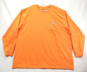Carhartt Shirt Mens 4XL Orange Long Sleeve Pocket Loose Fit Workwear K126 Tee - Picture 1 of 11