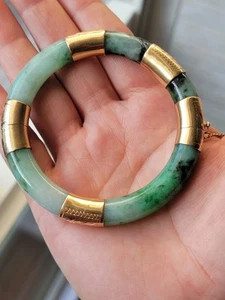 ARMREIF GELBGOLD GRÜNE JADE - Bild 1 von 15