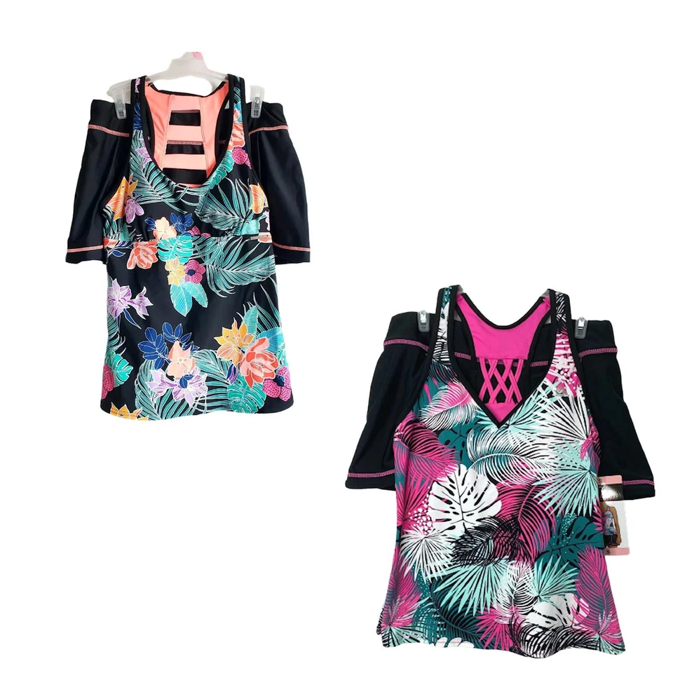 Zeroxposur Floral Tropical Tankini & Swim Skirt 2 Pc Swimsuit Set - Image 1 of 1