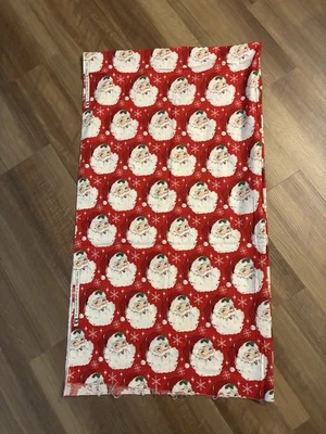Christmas Santa Claus Heads Snowflakes on Red By Fabric Traditions 2 Yds Quilt - Image 1 of 3