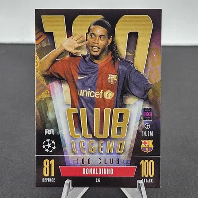 Topps Match Attax Extra 23/24 Ronaldinho 100 Club Legend Champions League #336 - Image 1 of 4
