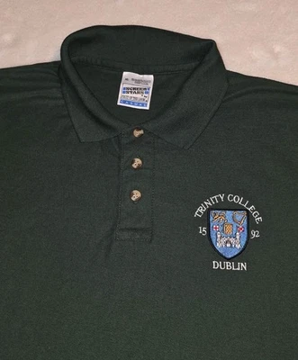 Trinity College Dublin 1592 Green Mens Collared Polo Shirt XL Embroidered  - Image 1 of 4
