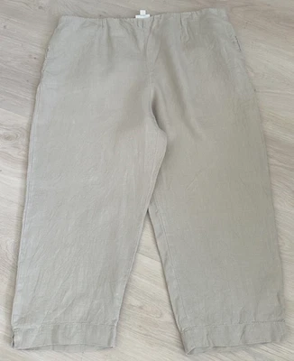 J. JILL любовь льняной бежевый широкие ноги укороченные брюки карманы средний подъем XL - Изображение 1 из 3