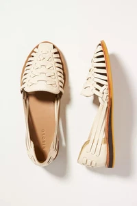 Sandalias para mujer Nisolo de cuero tejido hueso talla 7 NUEVAS - Imagen 1 de 5
