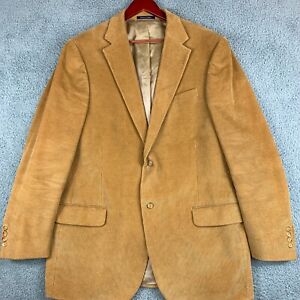 Lands End Corduroy Blazer Mens 43 Long Tan Cord Two Button Lined Suit Jacket