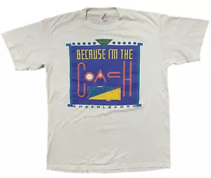 T-shirt cheerleading NCA vintage anni 90 maglia bianca taglia L "Perché sono allenatore" retrò - Foto 1 di 7