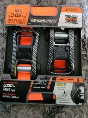 SmartStraps 2 Pk 1-1/4 " in x 10 '  1000LB Ratchet Tie Down Straps - Image 1 of 4