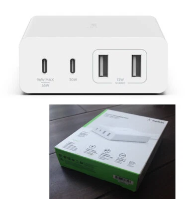 【全新带盒】贝尔金【贝尔金 BoostCharge Pro 4 端口 GaN 充电器】白色 - WCH010dqWH — 第 1/4 张图片